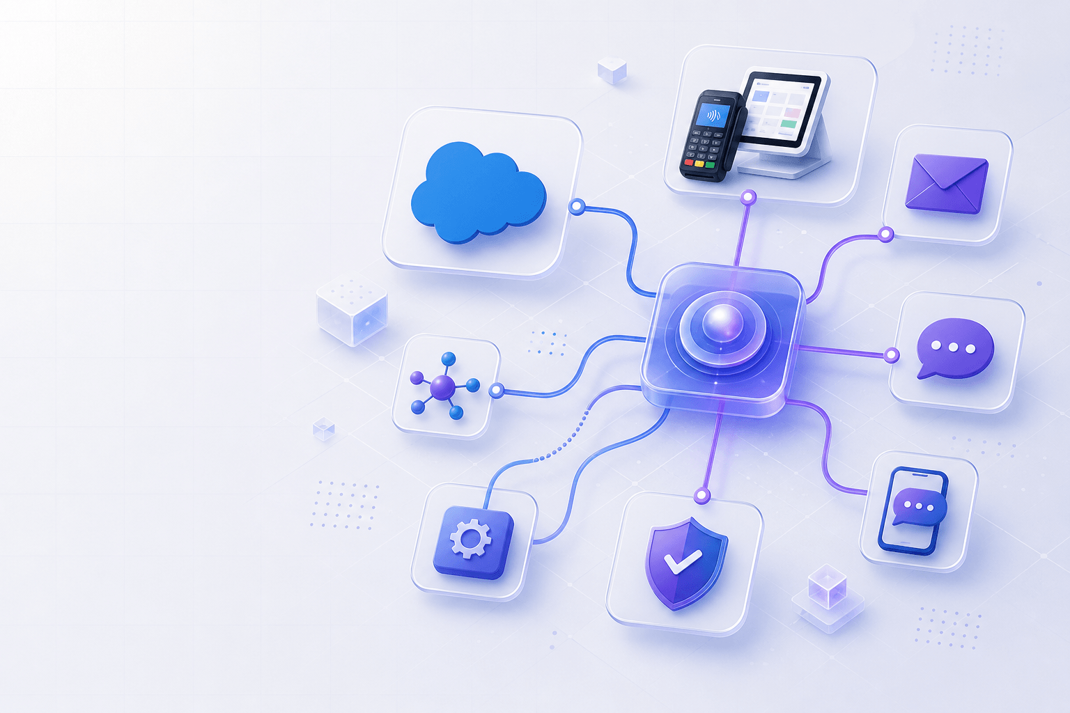 QEMENT enterprise integrations — CRM, payments, email, SMS, and API connections